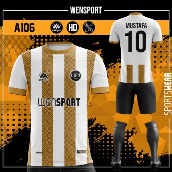 A106 Gold Forma Yaptırma Siyah, Krem ve Kahverengi futbol forması modeli - forma yaptırma ön görünüm