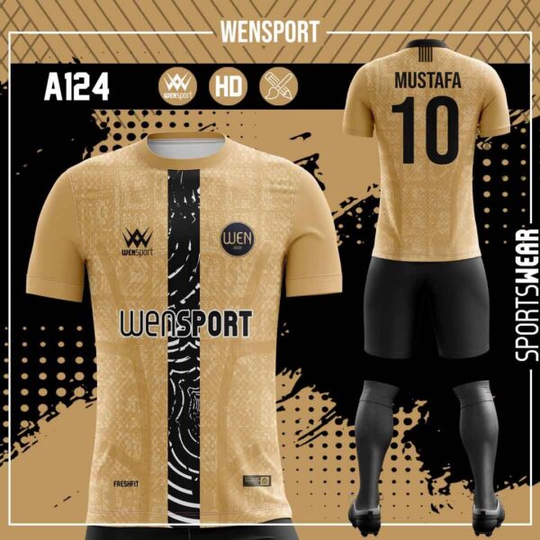A124 Gold Forma Altın, Siyah ve Gri futbol forması modeli - forma yaptırma ön görünüm