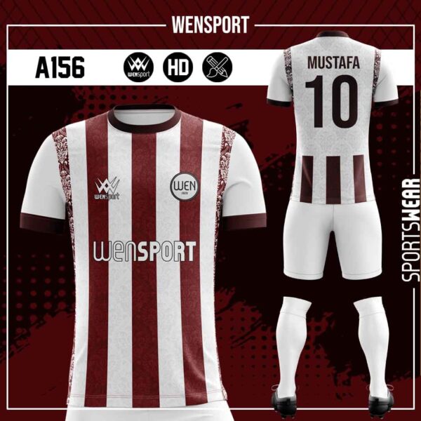 A156 Bordo Beyaz Forma Siyah, Krem ve Gri futbol forması modeli - forma yaptırma ön görünüm