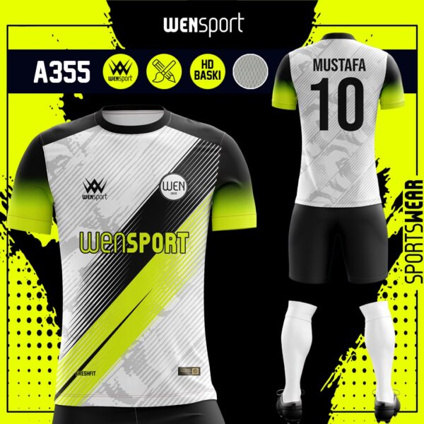 A355 Forma Yaptırma Siyah, Krem ve Sarı futbol forması modeli - forma yaptırma ön görünüm