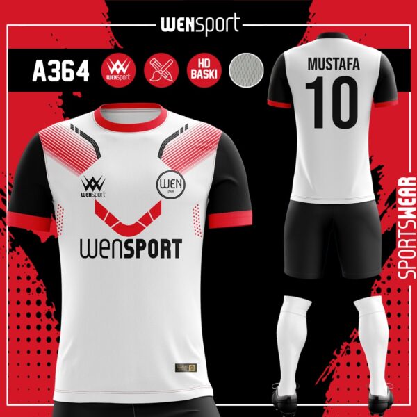 A364 Forma Yaptırma Siyah, Krem ve Kırmızı futbol forması modeli - forma yaptırma ön görünüm
