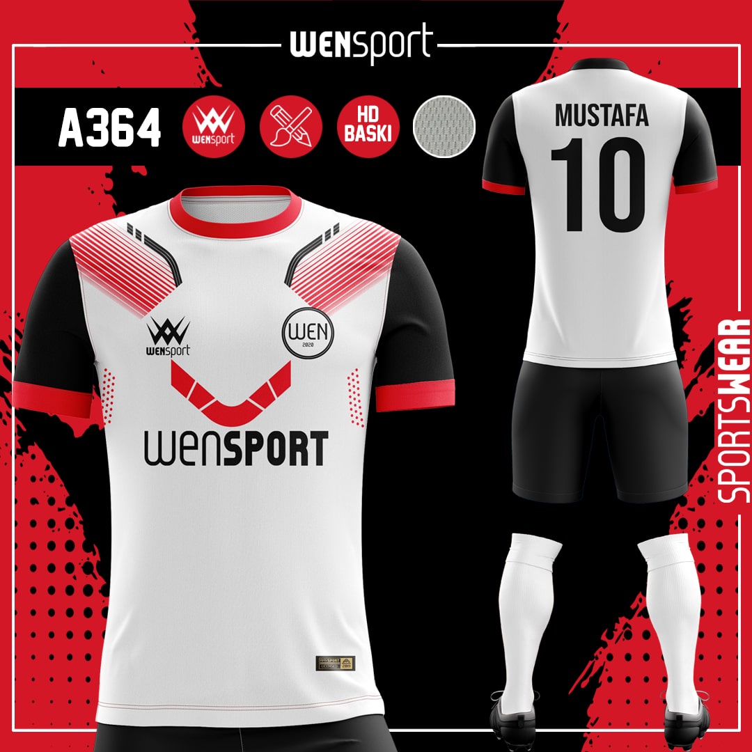 A364 Forma Yaptırma Siyah, Krem ve Kırmızı futbol forması modeli - forma yaptırma ön görünüm