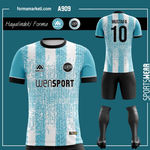 Forma Yaptırma A909 Saks, Krem ve Gri futbol forması modeli - forma yaptırma ön görünüm