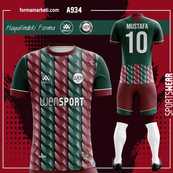 A934 Futbol Forması Siyah, Bordo ve Antrasit futbol forması modeli - forma yaptırma ön görünüm