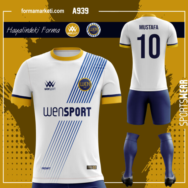 A939 Forma Tasarla Kahverengi, Krem ve Altın futbol forması modeli - forma yaptırma ön görünüm