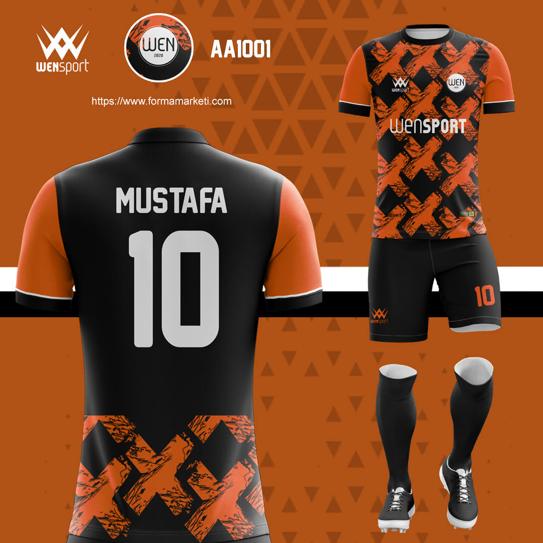 AA1001 Futbol Forması Kırmızı, Siyah ve Bordo futbol forması modeli - forma yaptırma detay görünümü 5