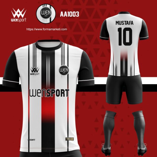 AA1003 Dijital Forma Bordo, Krem ve Siyah futbol forması modeli - forma yaptırma ön görünüm