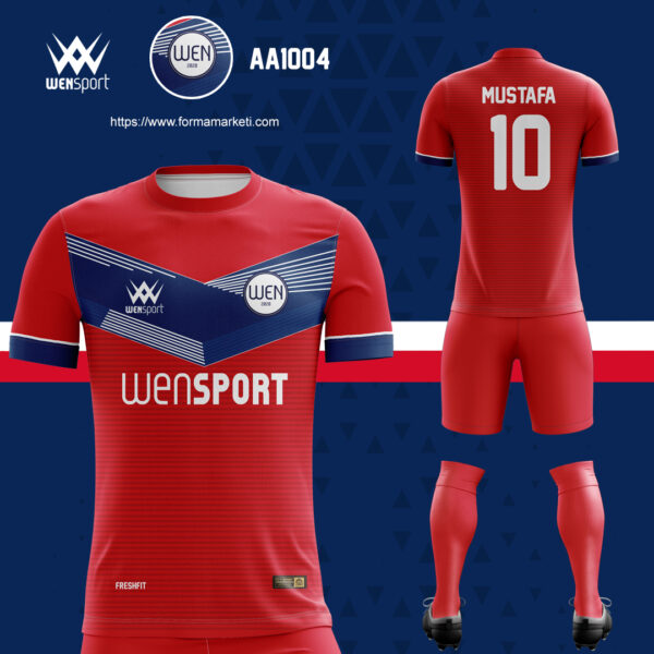 AA1004 Kırmızı Lacivert Forma Lacivert, Kırmızı ve Bordo futbol forması modeli - forma yaptırma ön görünüm
