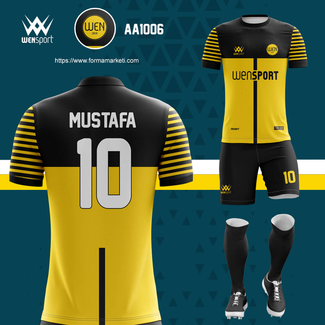 AA1006 Sarı Siyah Forma Altın, Siyah ve Antrasit futbol forması modeli - forma yaptırma detay görünümü 2
