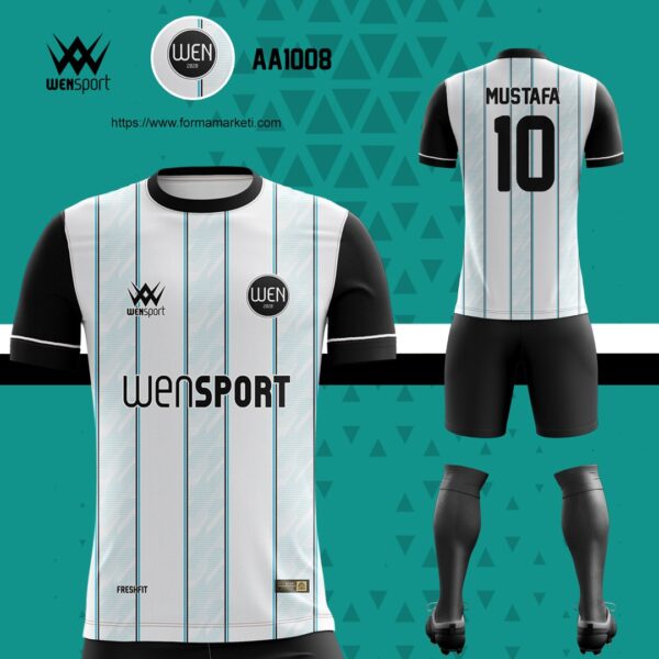 AA1008 Dijital Forma Turkuaz, Krem ve Gri futbol forması modeli - forma yaptırma ön görünüm