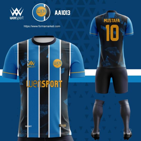 AA 1013 Mavi Lacivert Forma Lacivert, Antrasit ve Saks futbol forması modeli - forma yaptırma ön görünüm