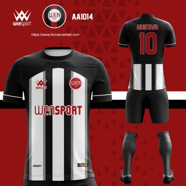 AA 1014 Futbol Forması Bordo, Siyah ve Antrasit futbol forması modeli - forma yaptırma ön görünüm