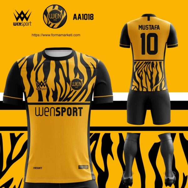 AA 1018 Sarı Siyah Forma Sarı, Altın ve Siyah futbol forması modeli - forma yaptırma ön görünüm