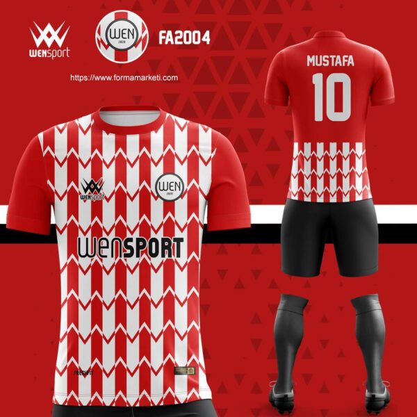 FA2004 Kırmızı Beyaz Forma Kırmızı, Pembe ve Krem futbol forması modeli - forma yaptırma ön görünüm