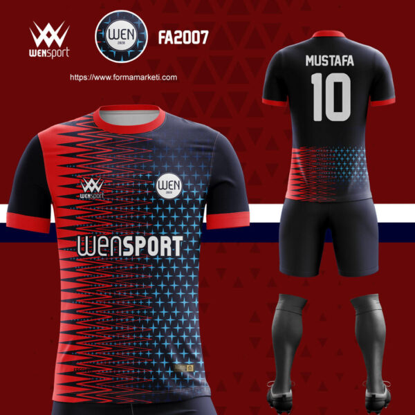 FA2007 Futbol Forması Bordo, Siyah ve Antrasit futbol forması modeli - forma yaptırma ön görünüm