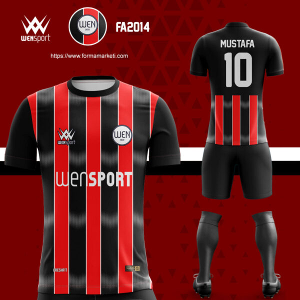 FA 2014 Kırmızı Siyah Forma Bordo, Siyah ve Antrasit futbol forması modeli - forma yaptırma ön görünüm