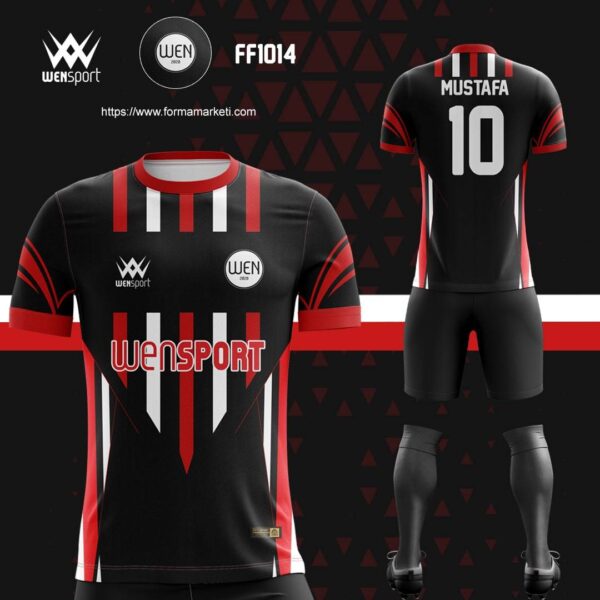 FF1014 Dijital Forma Siyah, Antrasit ve Kahverengi futbol forması modeli - forma yaptırma ön görünüm