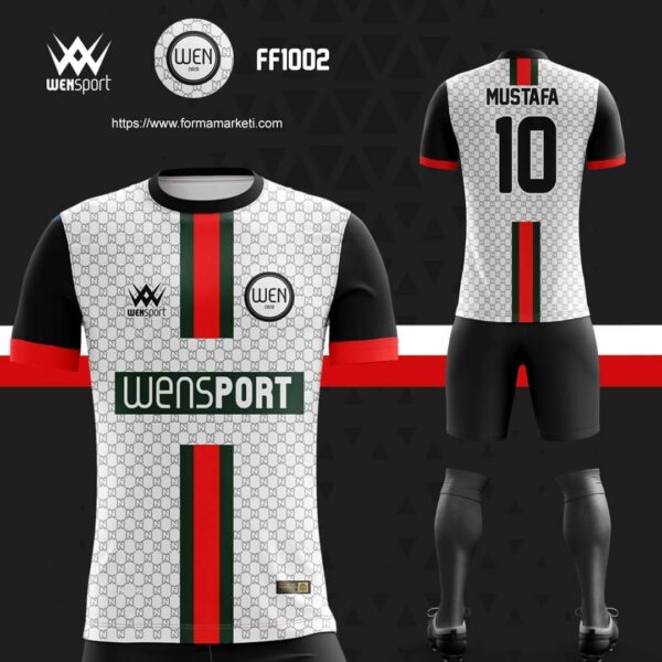 FF1002 Halı Saha Forması Siyah, Krem ve Gri futbol forması modeli - forma yaptırma ön görünüm