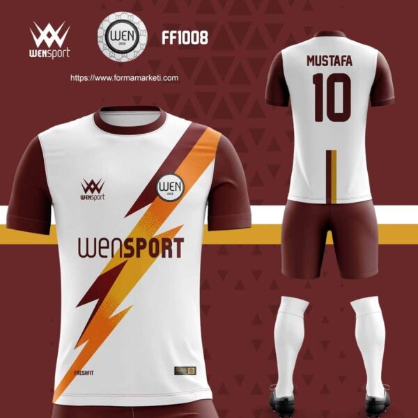 FF1008 Futbol Forması Kahverengi, Krem ve Bordo futbol forması modeli - forma yaptırma ön görünüm