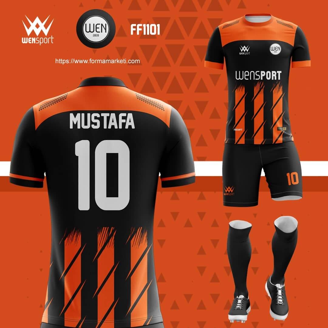 FF1001 Futbol Forması Kırmızı, Siyah ve Kahverengi futbol forması modeli - forma yaptırma detay görünümü 2