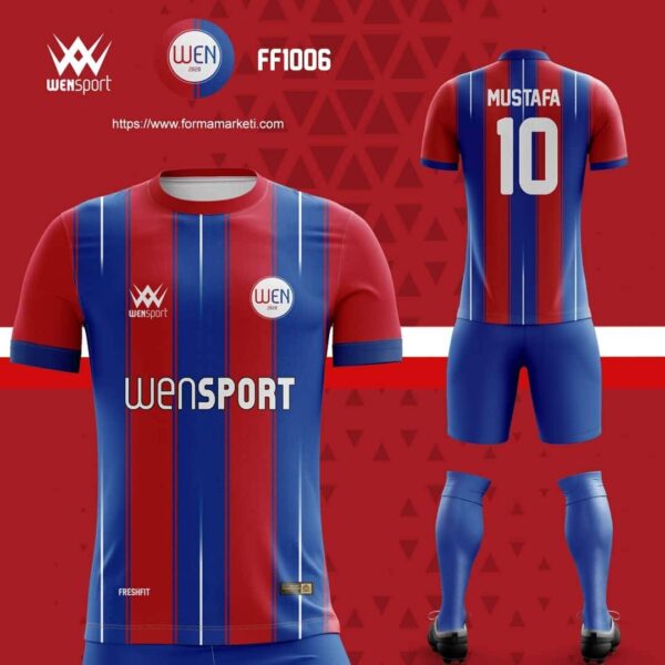 FF1006 Futbol Forması Kırmızı, Bordo ve Lacivert futbol forması modeli - forma yaptırma ön görünüm