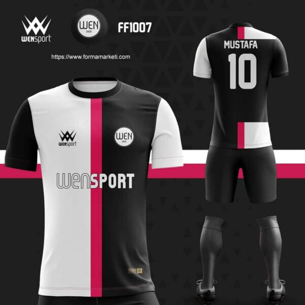 FF1007 Futbol Forması Siyah, Antrasit ve Krem futbol forması modeli - forma yaptırma ön görünüm