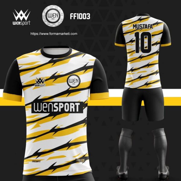 FF1003 Futbol Forması Siyah, Krem ve Antrasit futbol forması modeli - forma yaptırma ön görünüm