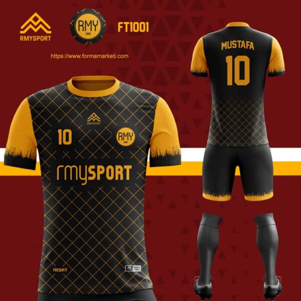 FT1001 Futbol Forması Bordo, Siyah ve Antrasit futbol forması modeli - forma yaptırma ön görünüm