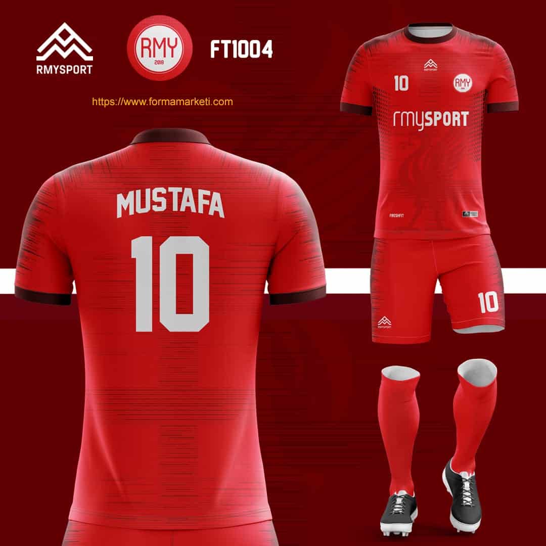 FT1004 Futbol Forması Kırmızı, Bordo ve Pembe futbol forması modeli - forma yaptırma detay görünümü 2