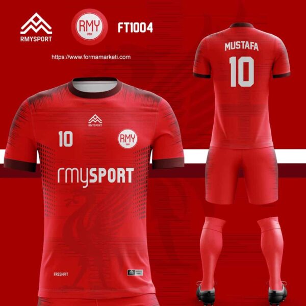 FT1004 Futbol Forması Kırmızı, Bordo ve Pembe futbol forması modeli - forma yaptırma ön görünüm