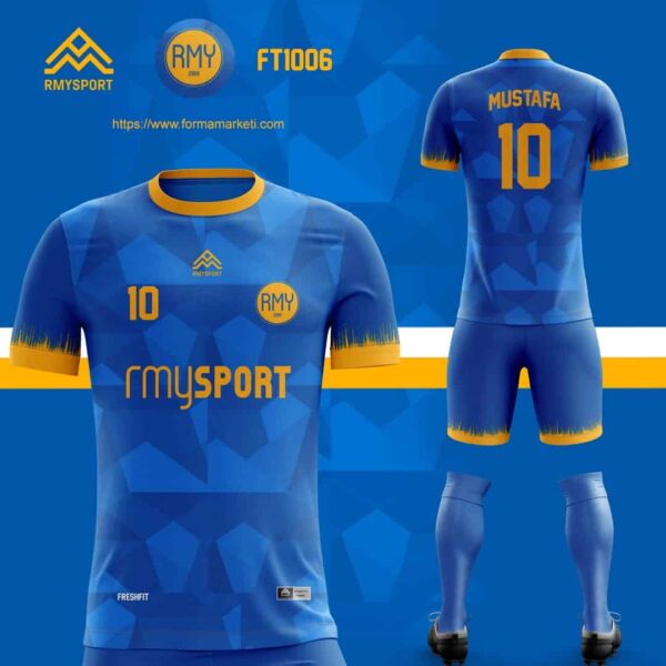FT1006 Futbol Forması Saks, Mavi ve Lacivert futbol forması modeli - forma yaptırma ön görünüm