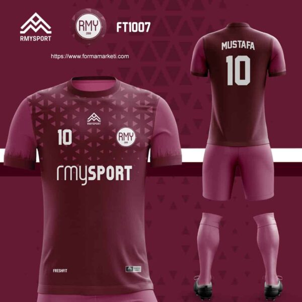 FT1007 Futbol Forması Bordo, Kahverengi ve Gri futbol forması modeli - forma yaptırma ön görünüm