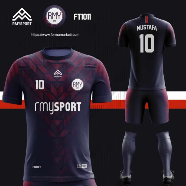 FT1011 Futbol Forması Siyah, Antrasit ve Gri futbol forması modeli - forma yaptırma ön görünüm