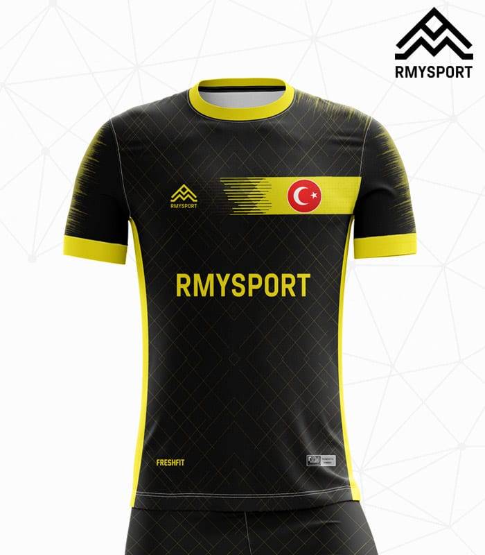 RM118 Futbol Forması Siyah, Antrasit ve Kahverengi futbol forması modeli - forma yaptırma detay görünümü 3