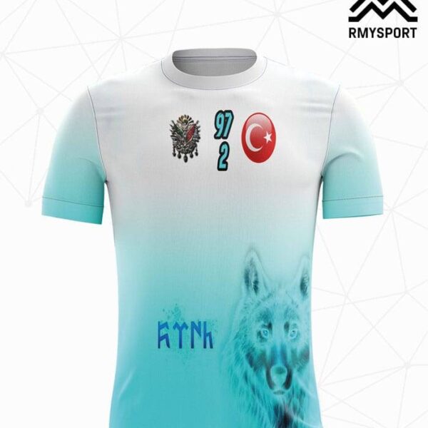 RMS1011 Asker Forması Krem, Turkuaz ve Beyaz futbol forması modeli - forma yaptırma ön görünüm