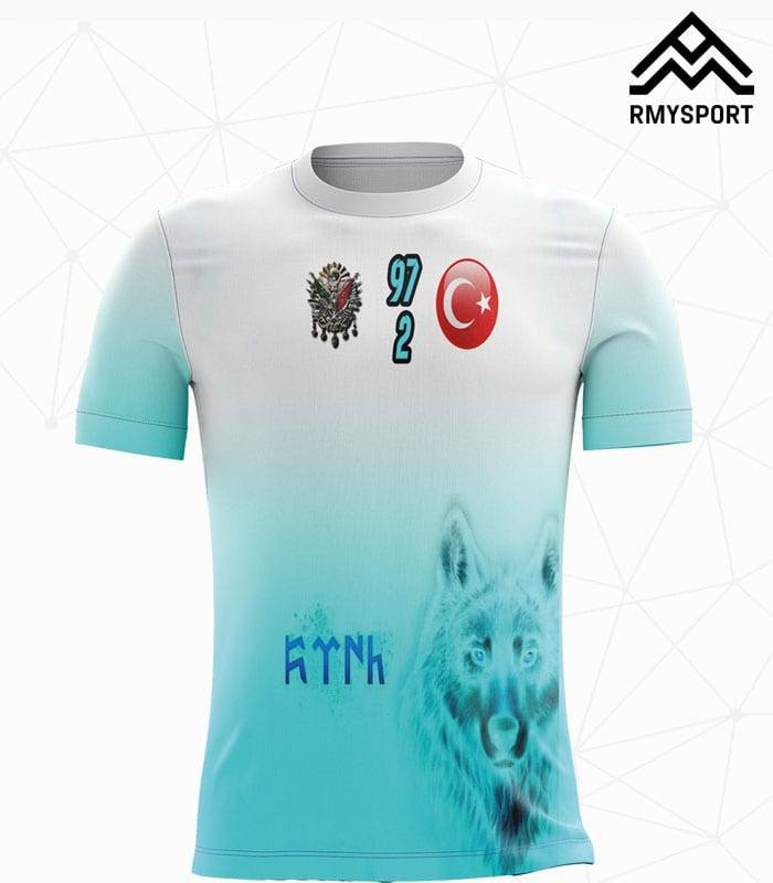 RMS1011 Asker Forması Krem, Turkuaz ve Beyaz futbol forması modeli - forma yaptırma ön görünüm