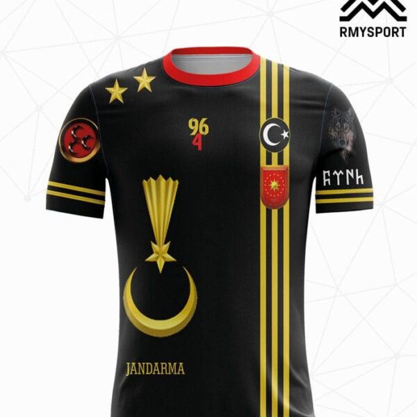 RMS1028 Tezkere Forması Siyah, Antrasit ve Altın futbol forması modeli - forma yaptırma ön görünüm