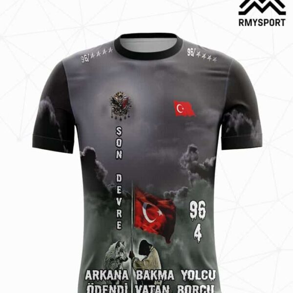 RMS1035 Asker Tezkere Forması Antrasit, Kahverengi ve Gri futbol forması modeli - forma yaptırma ön görünüm