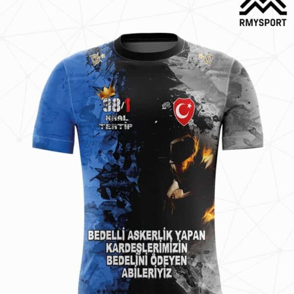 RMS1061 Asker Forması Siyah, Gri ve Antrasit futbol forması modeli - forma yaptırma ön görünüm