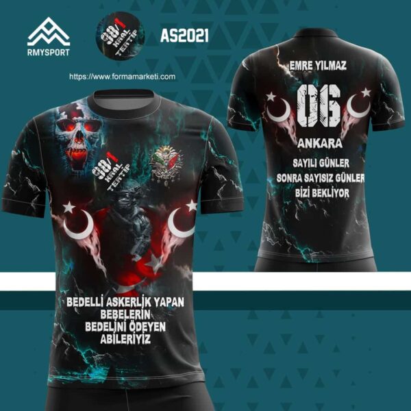Tezkere Forması As2021 Antrasit, Siyah ve Gri futbol forması modeli - forma yaptırma ön görünüm