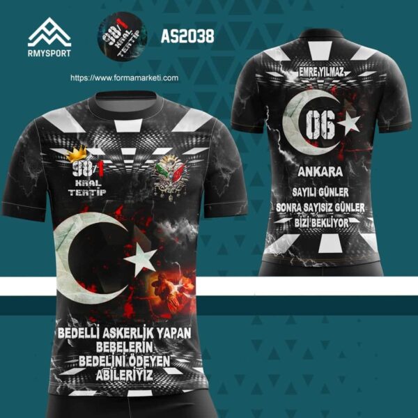 AS2038 Tezkere Forması Antrasit, Siyah ve Gri futbol forması modeli - forma yaptırma ön görünüm