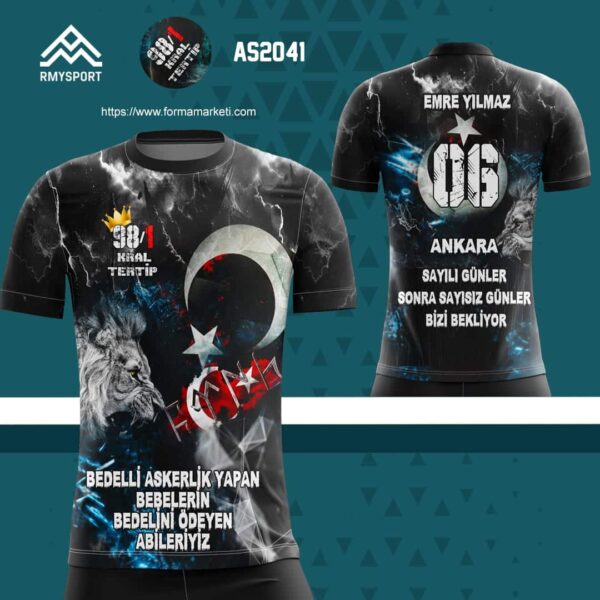 AS2041 Tezkere Forması Antrasit, Siyah ve Gri futbol forması modeli - forma yaptırma ön görünüm