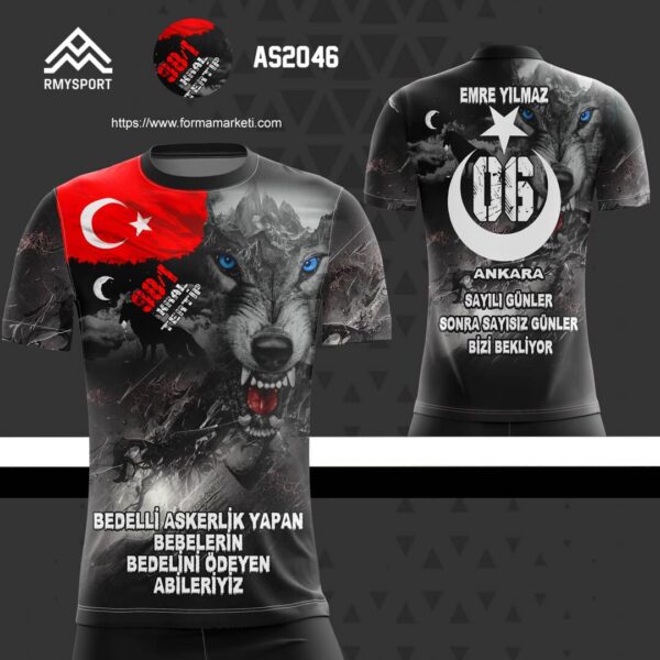 AS2046 Tezkere Forması Antrasit, Siyah ve Gri futbol forması modeli - forma yaptırma ön görünüm